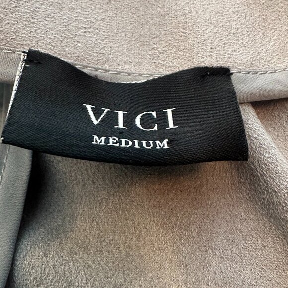 VICI Gray Faux Suede Moto Jacket Women's Size Medium Luxe & Timeless - Picture 6 of 10